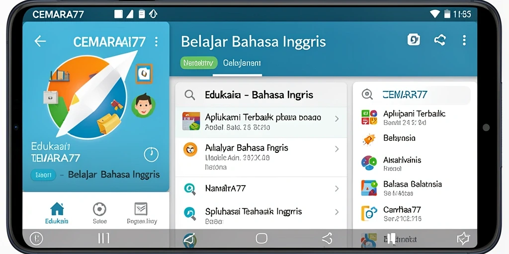 Antarmuka modern CEMARA77 untuk belajar Bahasa Inggris.