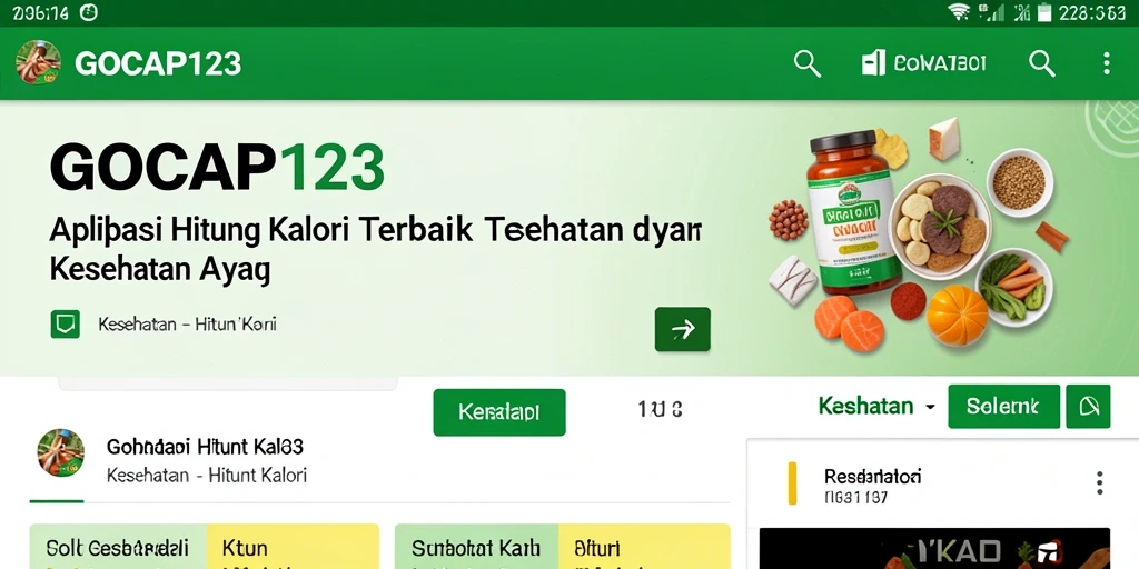 Tampilan antarmuka GOCAP123 dengan fitur Hitung Kalori yang interaktif.
