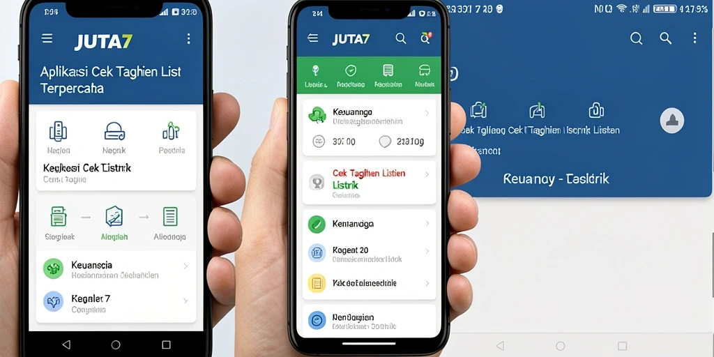Antarmuka pengguna JUTA7 yang sederhana untuk cek tagihan listrik.
