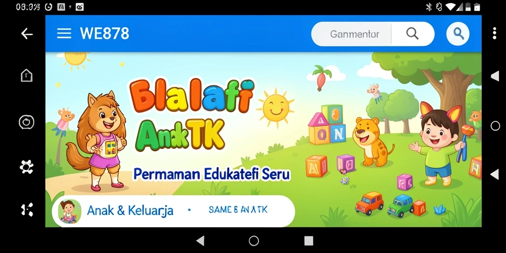 Antarmuka permainan edukatif yang ceria dan menarik.